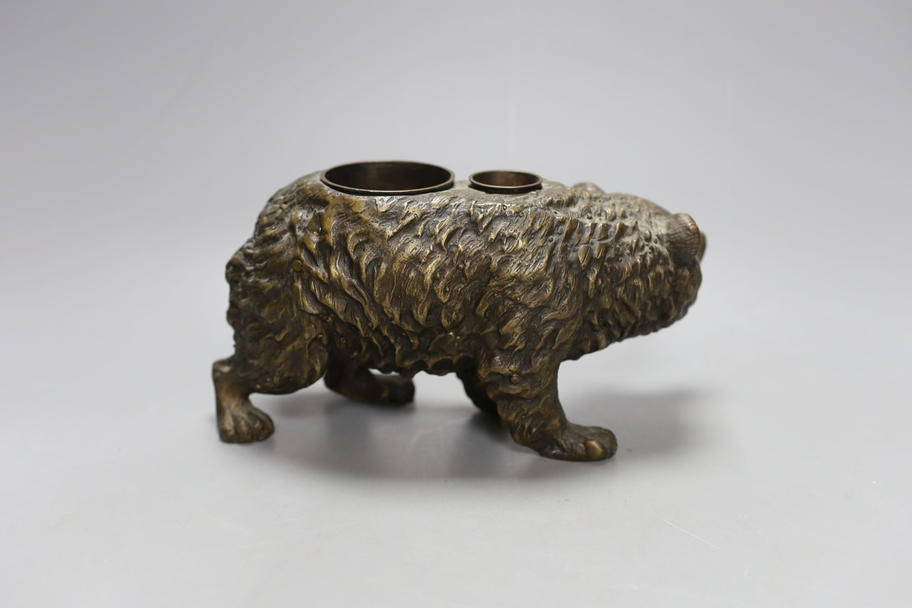 A Bronze ‘bear’ inkstand 21cm